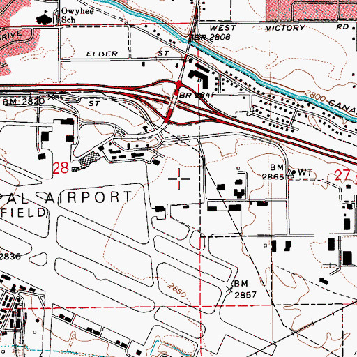 Topographic Map of Boise Airport Station Post Office, ID