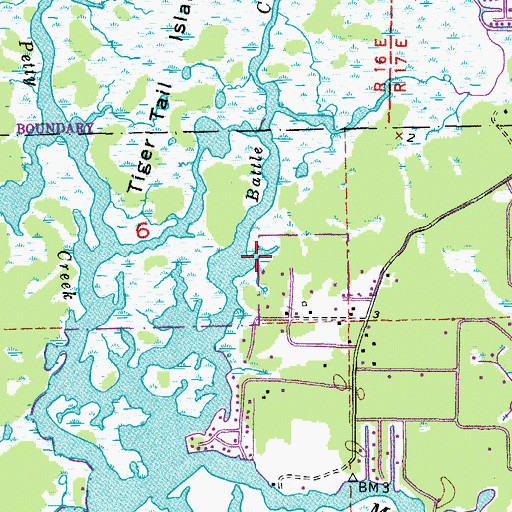 Topographic Map of Battle Creek, FL
