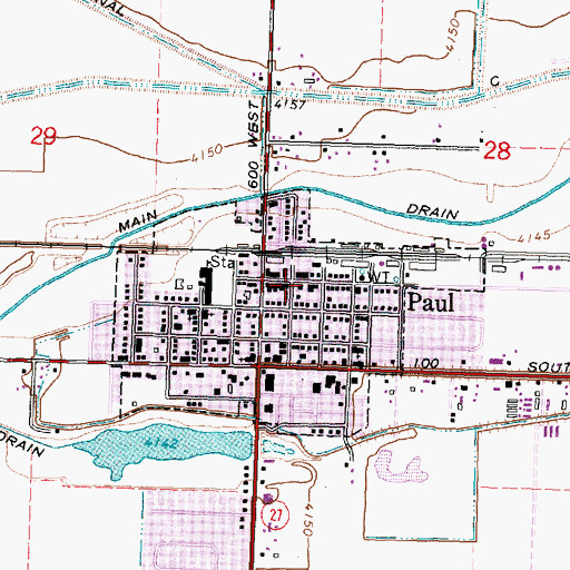 Topographic Map of Paul Post Office, ID