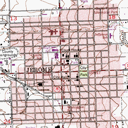 Topographic Map of Jerome Post Office, ID