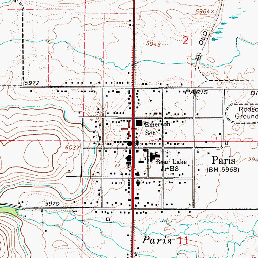 Topographic Map of Paris Post Office, ID