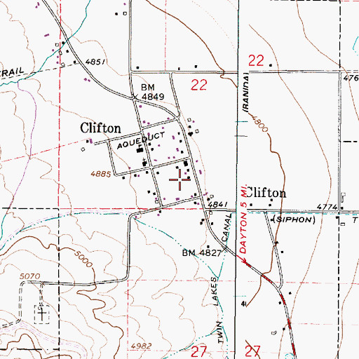Topographic Map of Clifton Post Office, ID