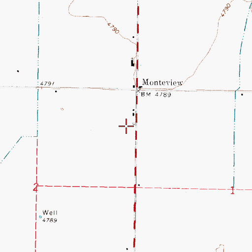 Topographic Map of Monteview Post Office, ID