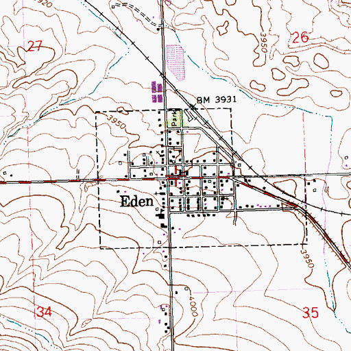 Topographic Map of Eden Post Office, ID