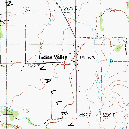 Topographic Map of Indian Valley Post Office, ID