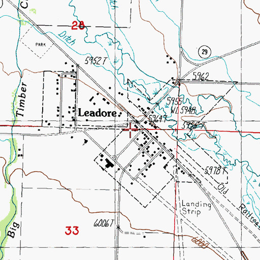 Topographic Map of Leadore Post Office, ID