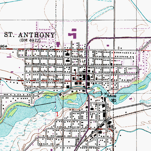 Topographic Map of Saint Anthony Post Office, ID