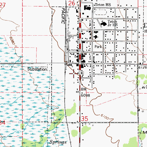 Topographic Map of Driggs Post Office, ID