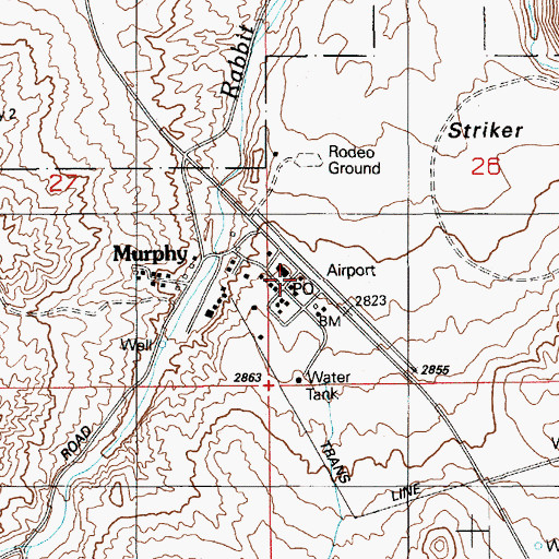 Topographic Map of Murphy Post Office, ID
