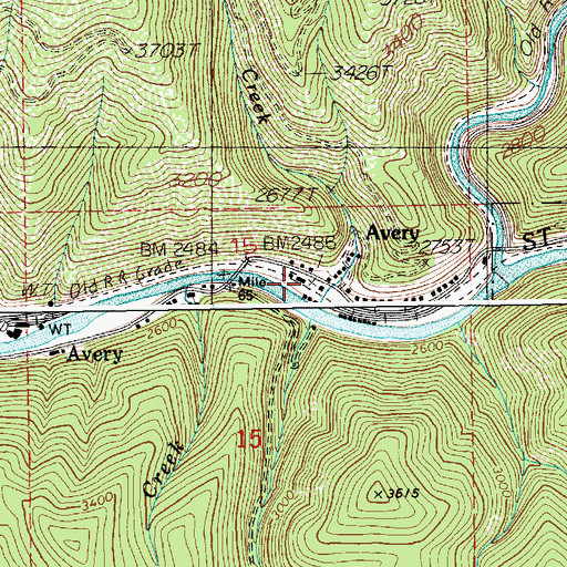 Topographic Map of Avery Post Office, ID