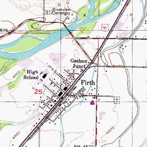 Topographic Map of Firth Post Office, ID