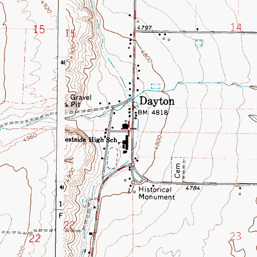 Topographic Map of Dayton Post Office, ID