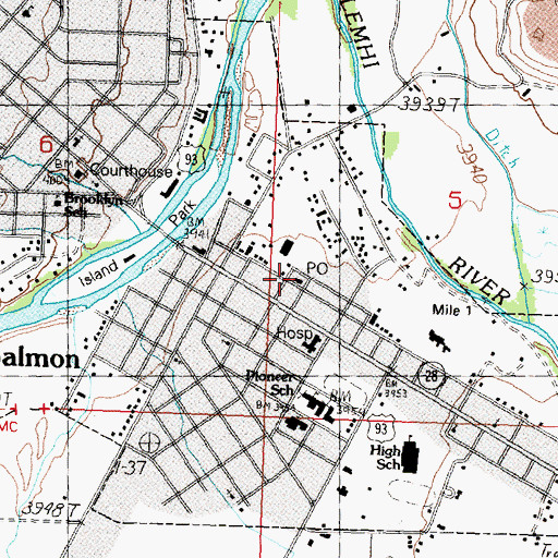Topographic Map of Salmon Post Office, ID