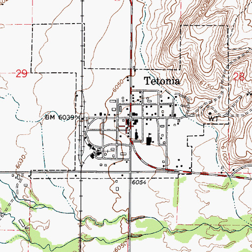 Topographic Map of Tetonia Post Office, ID