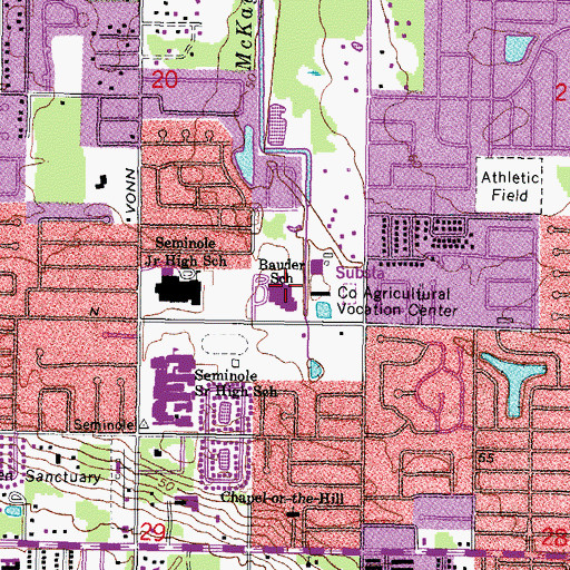Topographic Map of Bauder Elementary School, FL
