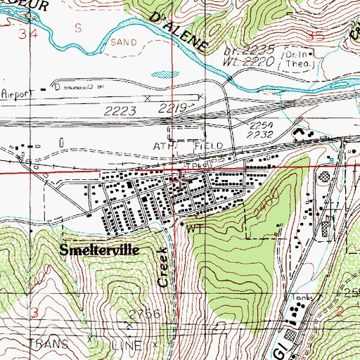 Topographic Map of Smelterville Post Office, ID