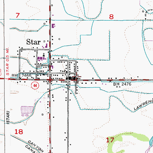 Topographic Map of Star Post Office, ID