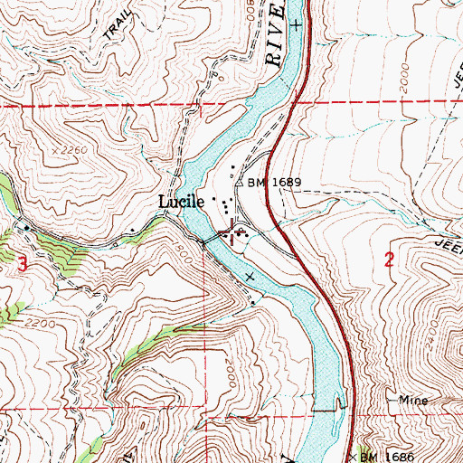Topographic Map of Lucile Post Office, ID