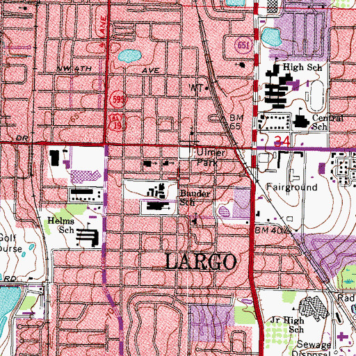 Topographic Map of Bauder School, FL