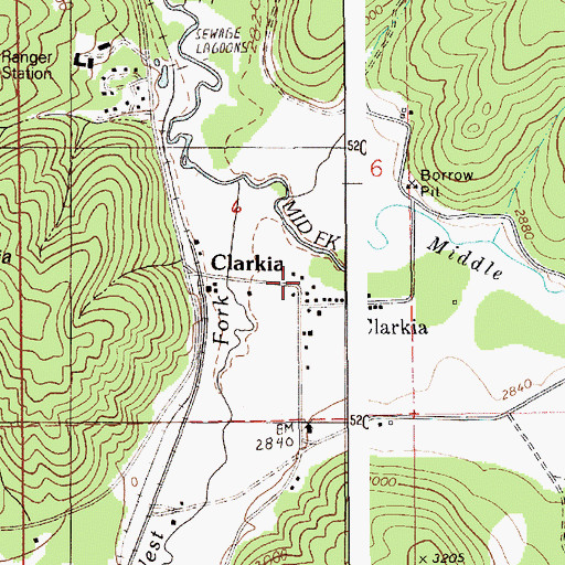 Topographic Map of Clarkia Contract Postal Unit, ID