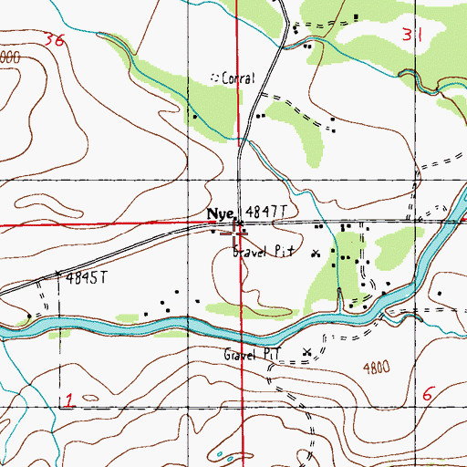 Topographic Map of Nye Post Office, MT
