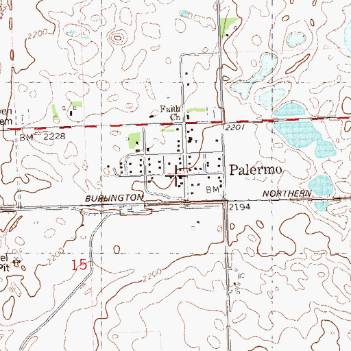 Topographic Map of Palermo Post Office, ND