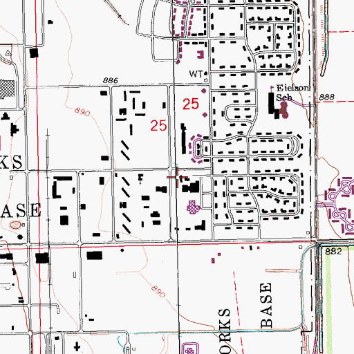 Topographic Map of Grand Forks AFB Postal Center, ND
