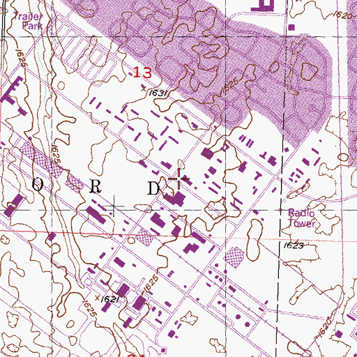 Topographic Map of Minot Airforce Base Post Office, ND