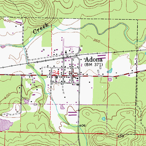 Topographic Map of Adona Post Office, AR