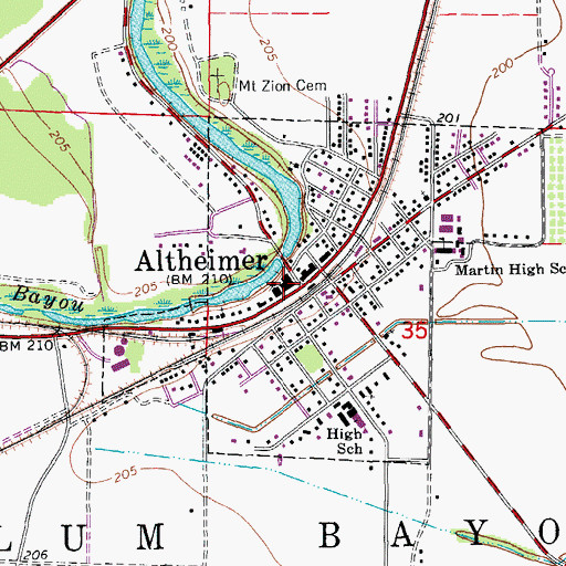 Topographic Map of Altheimer Post Office, AR