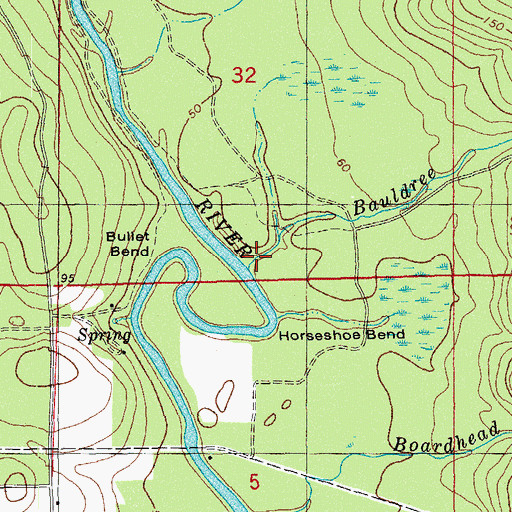Topographic Map of Bauldree Branch, FL