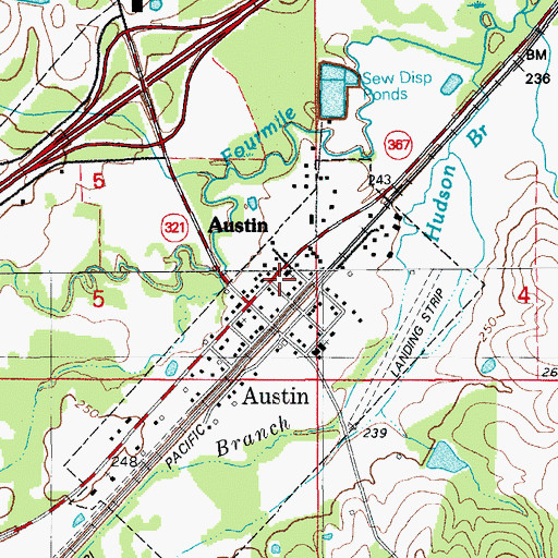 Topographic Map of Austin Post Office, AR