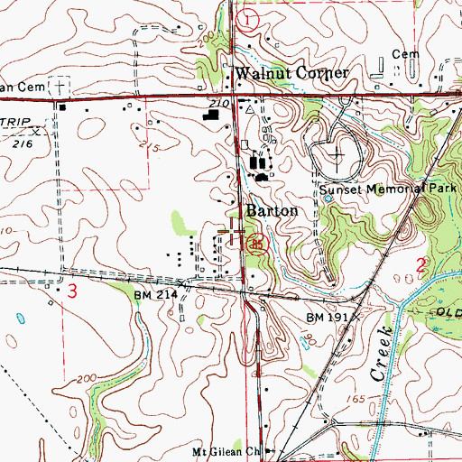 Topographic Map of Barton Post Office, AR