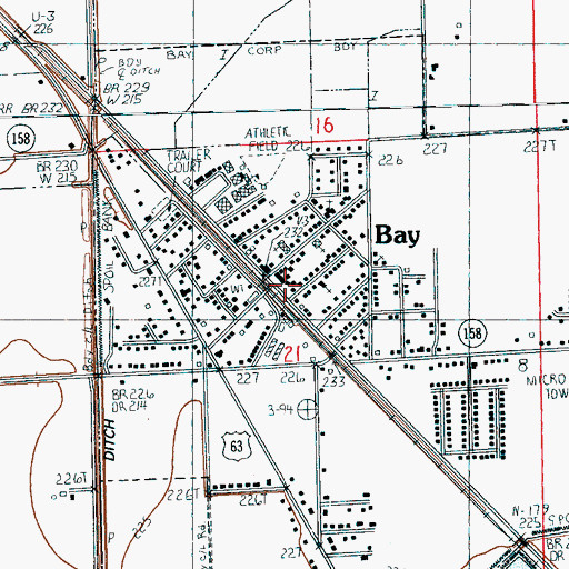 Topographic Map of Bay Post Office, AR