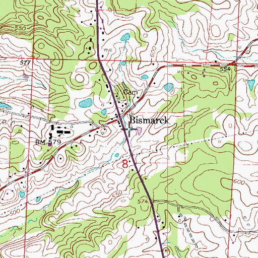 Topographic Map of Bismarck Post Office, AR