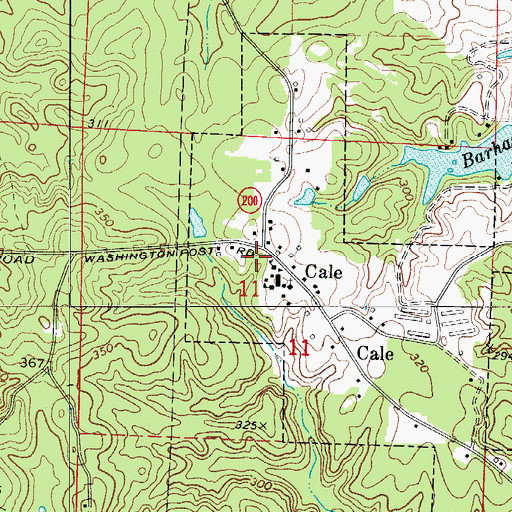 Topographic Map of Cale Post Office, AR