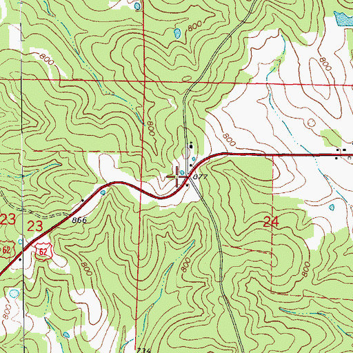 Topographic Map of Gepp Post Office, AR