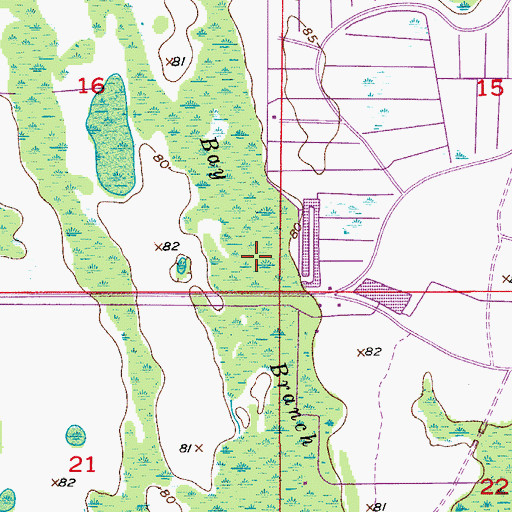 Topographic Map of Bay Branch, FL