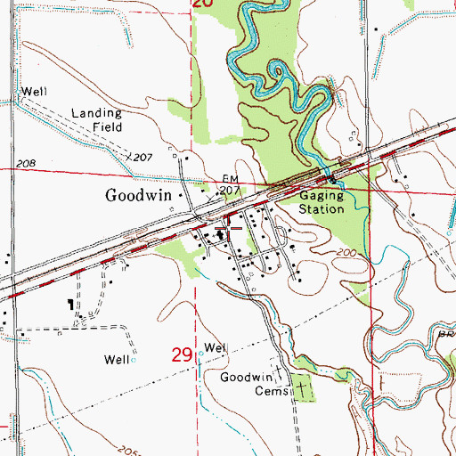 Topographic Map of Goodwin Post Office, AR