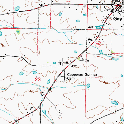 Topographic Map of Guy Post Office, AR