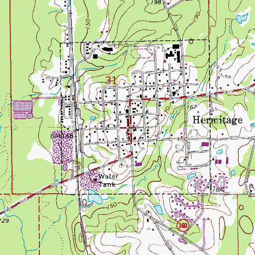 Topographic Map of Hermitage Post Office, AR