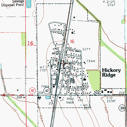 Topographic Map of Hickory Ridge Post Office, AR