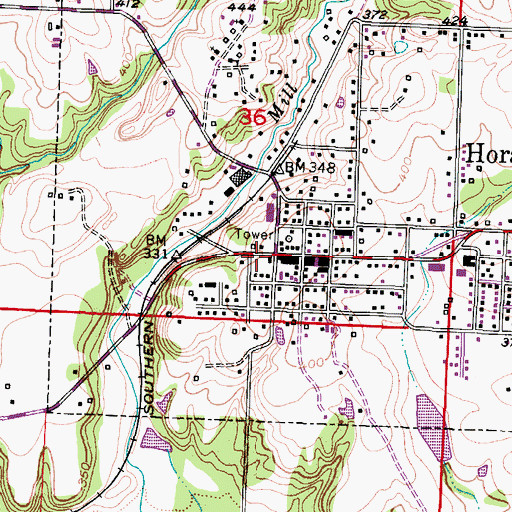 Topographic Map of Horatio Post Office, AR