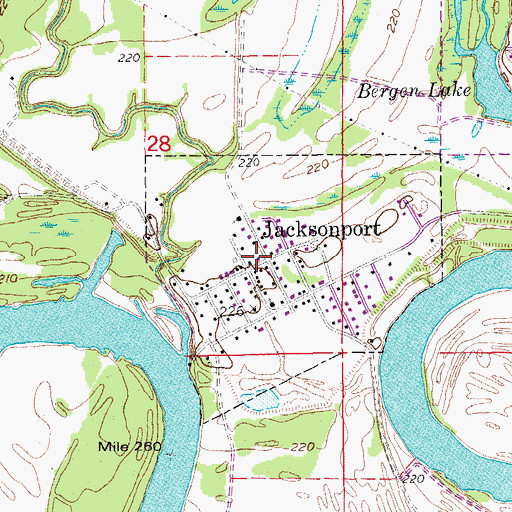 Topographic Map of Jacksonport Post Office, AR
