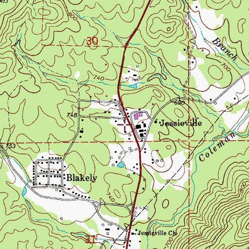 Topographic Map of Jessieville Post Office, AR