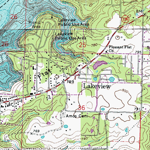 Topographic Map of Lakeview Post Office, AR
