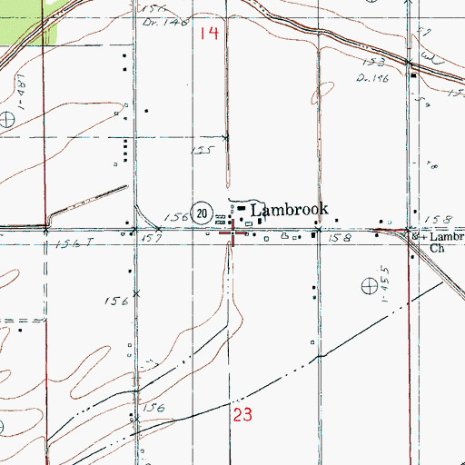 Topographic Map of Lambrook Post Office, AR