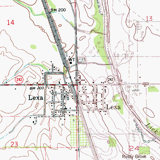 Topographic Map of Lexa Post Office, AR