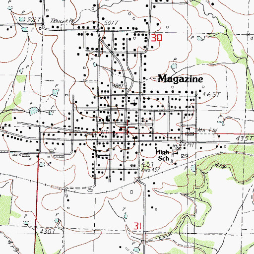 Topographic Map of Magazine Post Office, AR