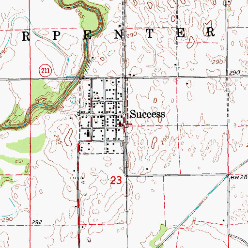 Topographic Map of Success Post Office, AR
